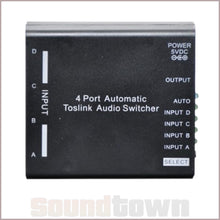 Load image into Gallery viewer, 4 WAY AUTO TOSLINK S/PDIF SWITCHER - Soundtown